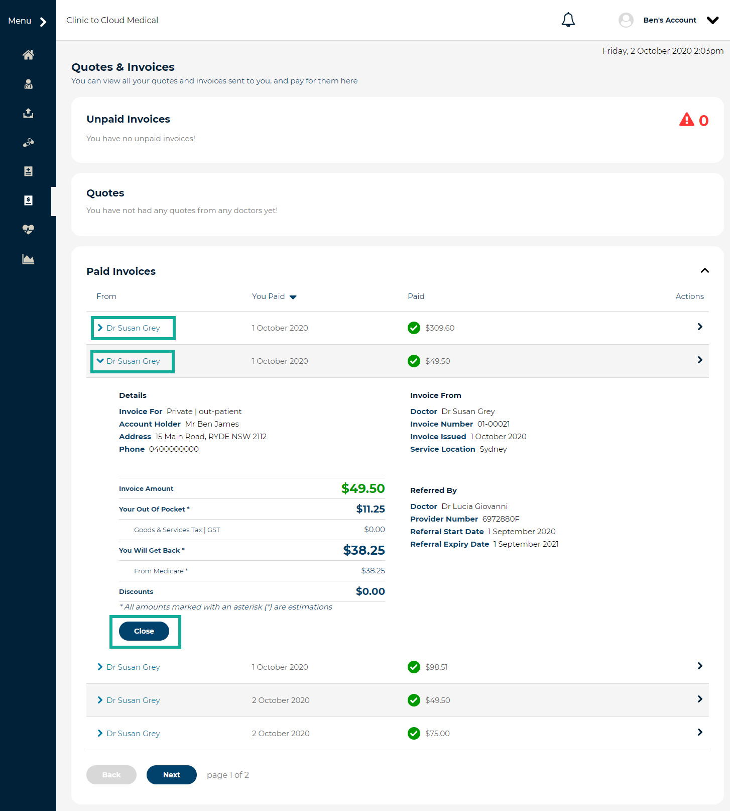 5. preview paid invoice