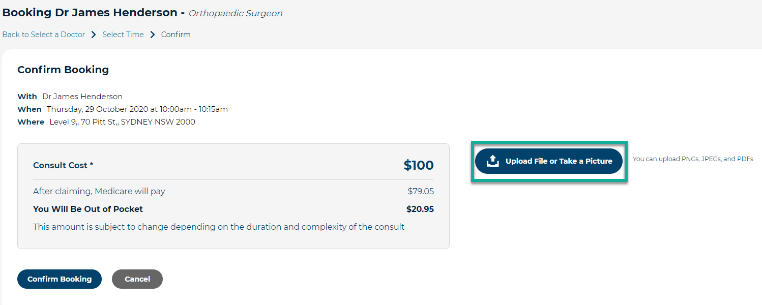 Upload a file to appt